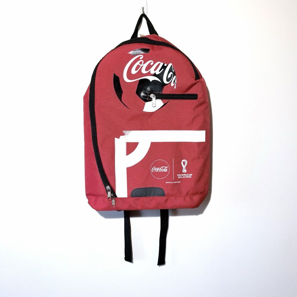 2022 Fifa World Cup Coca Cola Red Backpack Includes 1 Coca Cola Hat Cap NWT